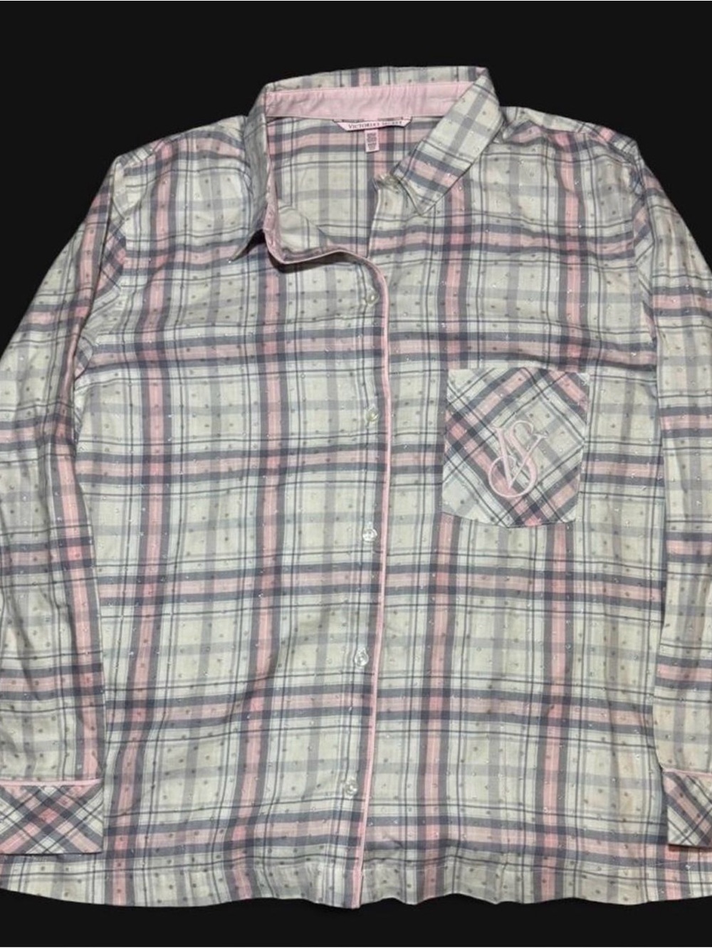 Victoria's Secret Pink and Gray Plaid Men’s Button-Down Shirt